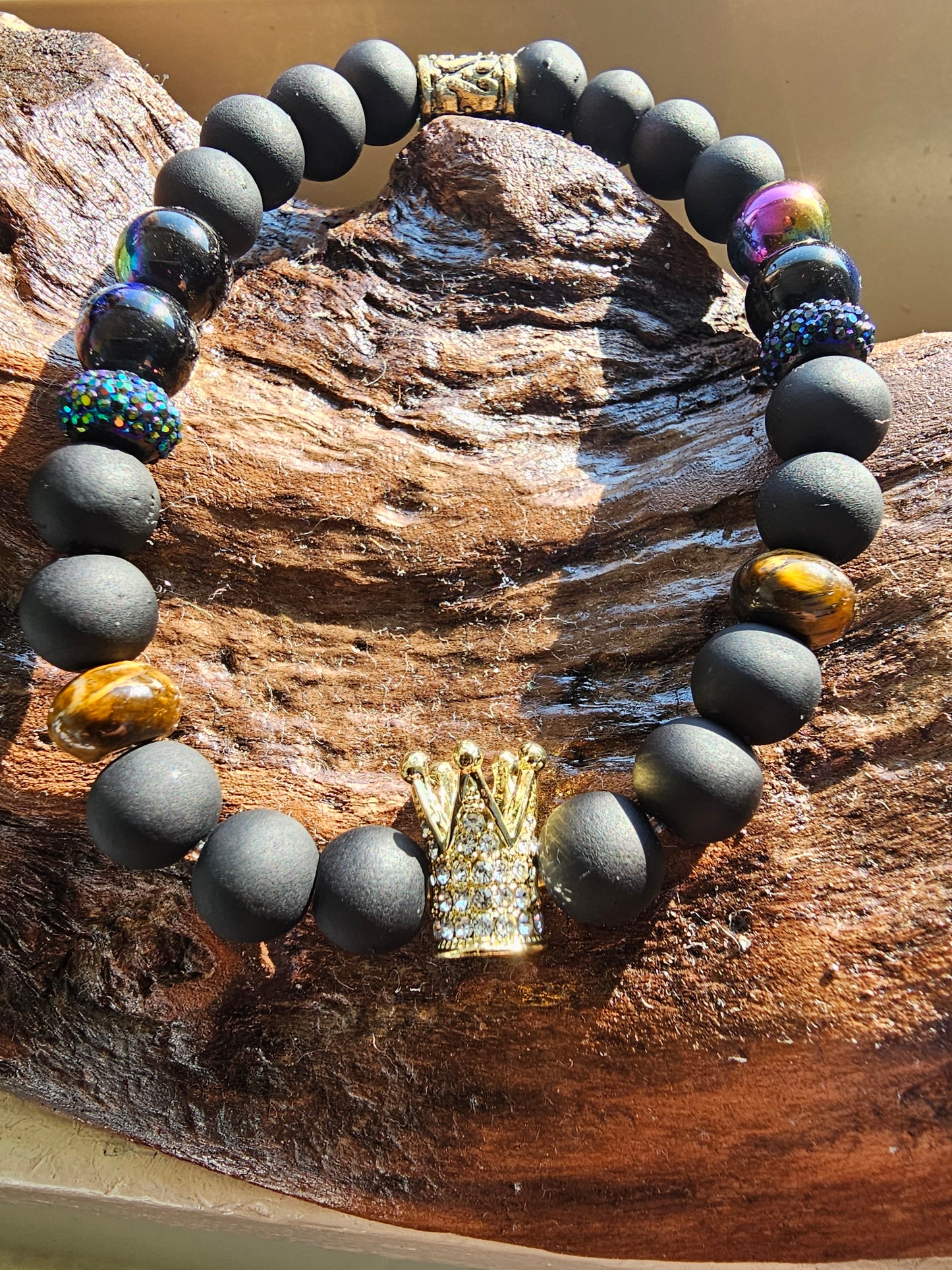 Tiger eye king crown bracelet