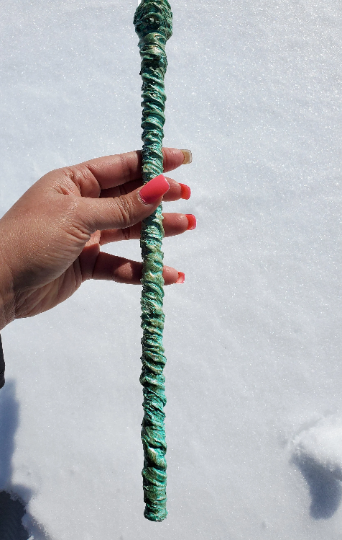 Turquoise and Gold Clear Quartz Wand